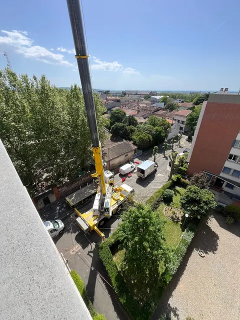 Grue de levage pour l'installation d'équipements en toiture